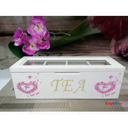 Дървена кутия  за чай със сърце Дървена кутия  за чай със сърце