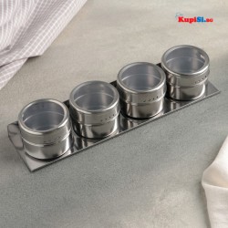 Комплект метални бурканчета за подправки с магнит