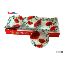 Стъклено плато "Мак" с 3 купички