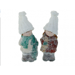 коледна декорация - Момче/Момиче с плетена шапка