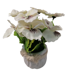 Керамична саксия ТЕМЕНУЖКА бяла