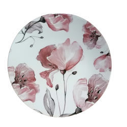 Керамична чиния с розови цветя 