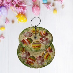 Стъклена великденска фруктиера на 2 нива