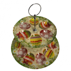 Стъклена великденска фруктиера на 2 нива