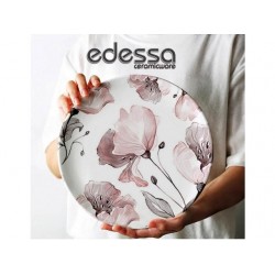 Керамична чиния с розови цветя 