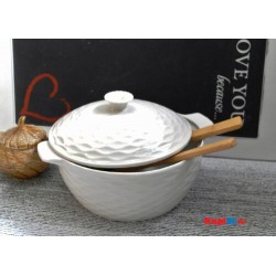 Порцеланова тенджера с капак-огнеупорна