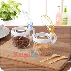 Стъклен буркан за подправки с лъжичка