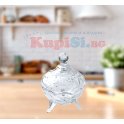 Стъклена захарница 