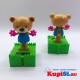 Соларна клатеща се фигурка - Мече с цвете
