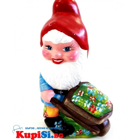 КЕРАМИЧНА ГРАДИСНКА ФИГУРА ДЖУДЖЕ С КОЛИЧКА