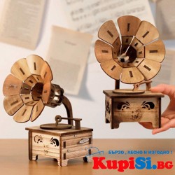 Декоративен дървен музикален грамофон