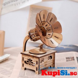 Декоративен дървен музикален грамофон