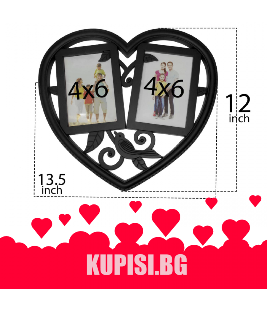 Рамка за снимки колаж Сърце  2 бр снимки 10х15 см.