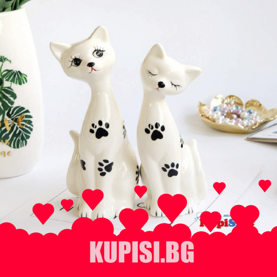 Модерни керамични фигурки на двойка котенца 2бр. 