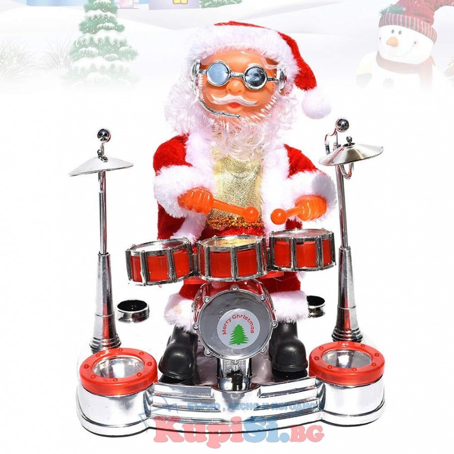 Музикален Дядко Коледа свирещ на барабани