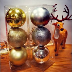 Коледни топки за украса  3 броя в кутия , 2 цвята 