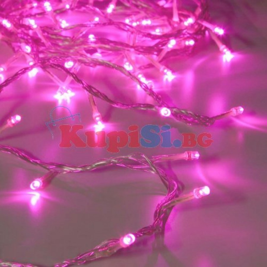 Розови Коледни лампички  Кристали