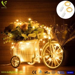 LED гирлянд 10 ТОПЛО БЕЛИ лампи 1м. на батерии 2032