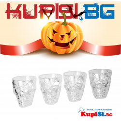 4 БРОЯ ПЛАСТМАСОВИ ШОТОВЕ С ЧЕРЕП ЗА ХЕЛОУИН