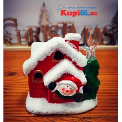 Керамична,светеща,Коледна къщичка