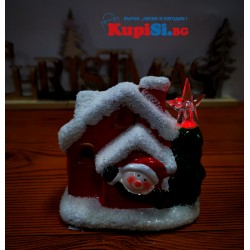 Керамична,светеща,Коледна къщичка