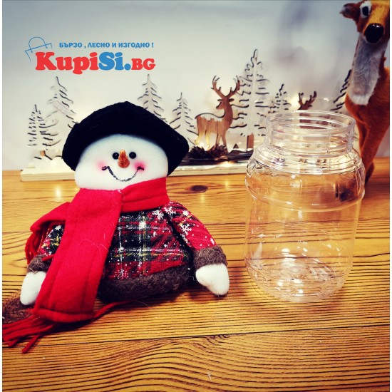 Коледна украса - буркан Снежко