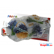 Стъклен поднос с дръжки - Лавандула