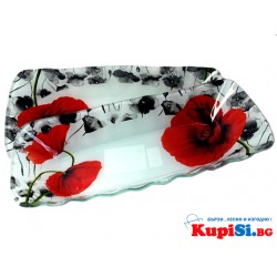 Стъклена,правоъгълна купа "Мак"