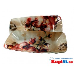 Стъклена,правоъгълна купа "Орхидея"