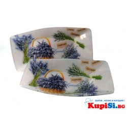 Стъклена ,овална купа "Лавандула"