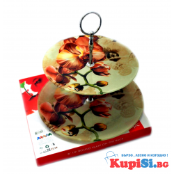 Стъклена фруктиера на 2 нива