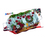 Коледен стъклен поднос с дръжки.