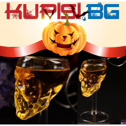 СТЪКЛЕНА ЧАШA ЧЕРЕП ЗА ВИНО ХЕЛОУИН