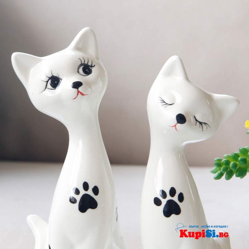 Модерни керамични фигурки на двойка котенца 2бр. 