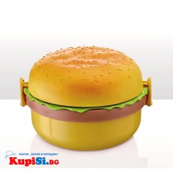 Детска кутия за обяд хамбургер с 3 отделения