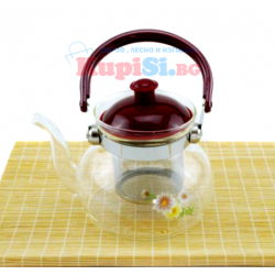 Стъклен чайник с цедка, 750мл