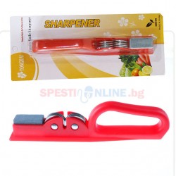 Ръчен уред с брус точило за заточване на ножове и ножици