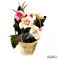 Кошничка с цветя за декорация малка
