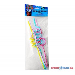 ЗАБАВНИ ПАРТИ СЛАМКИ СЪС СПИРАЛА - 4 БР.