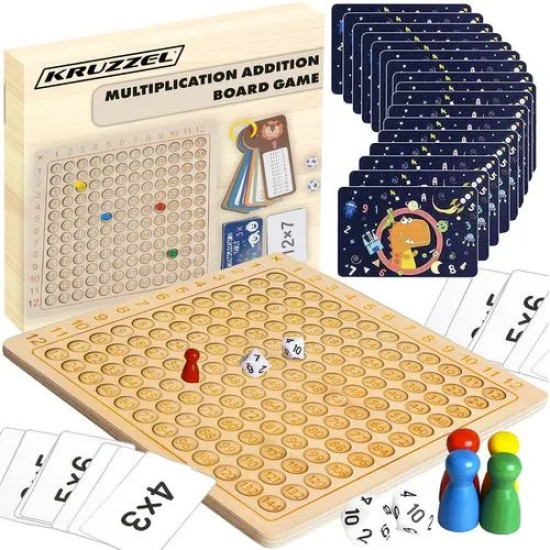 Дървена таблица за умножение – игра Kruzzel 24639, 12 × 12