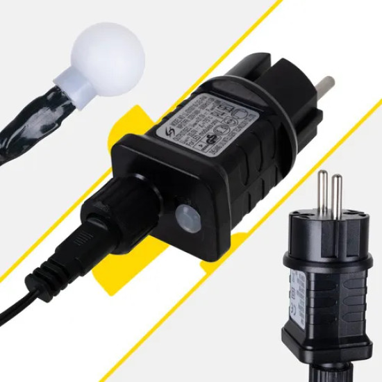Коледни LED лампички топки 300 диода, 30 м, топло бели