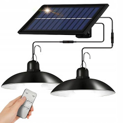 Комплект 2 висящи соларни LED лампи с дистанционно и датчик за здрач