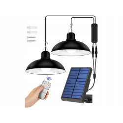 Комплект 2 висящи соларни LED лампи с дистанционно и датчик за здрач