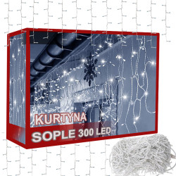 LED светлинна завеса 300 лампички, 10,4 м, студено бяла