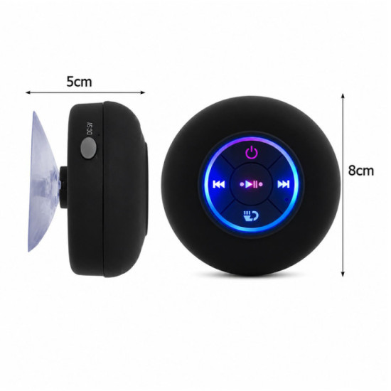 Мини Bluetooth колонка с вендуза, микрофон и IPX4, черна