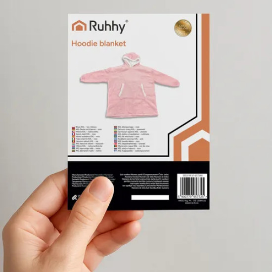 Розово худи одеяло с ръкави XXL Ruhhy