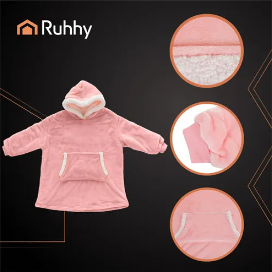 Розово худи одеяло с ръкави XXL Ruhhy