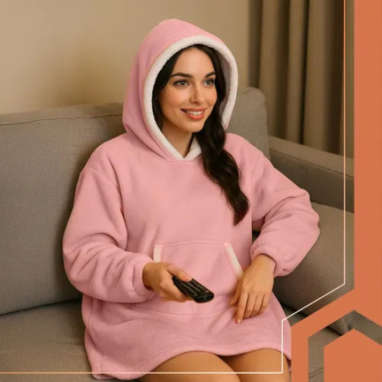 Розово худи одеяло с ръкави XXL Ruhhy