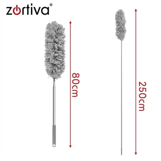 Телескопична четка за прах Zortiva 80–250 см с 2 накрайника