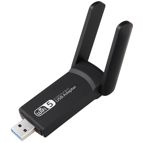 USB WiFi адаптер 1300 Mbps с двойна антена, 2.4/5 GHz